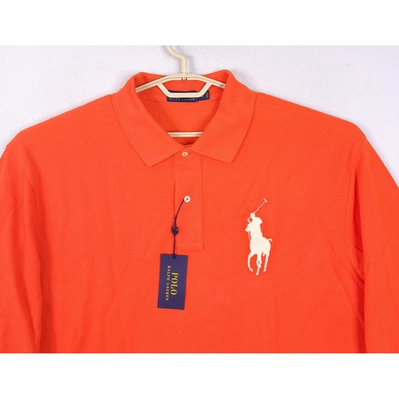 Polo Ralph Lauren Polo Shirt Rugby Long Sleeves Tall 2XLT Big Pony Orange